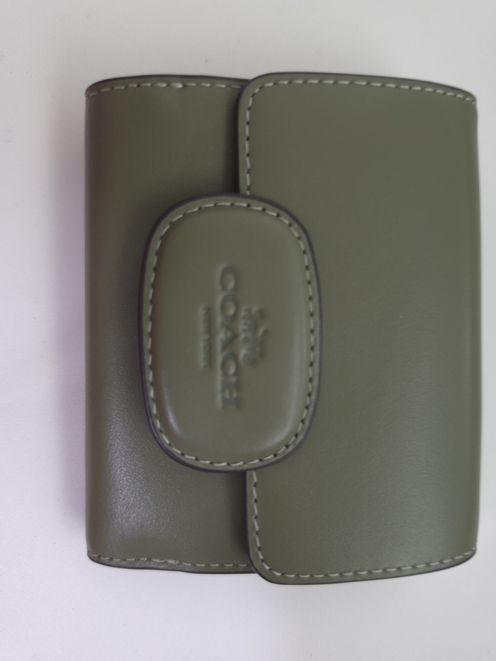Coach Eliza Small Trifold Wallet – Olive/Sage Green (Used, Great Condition)